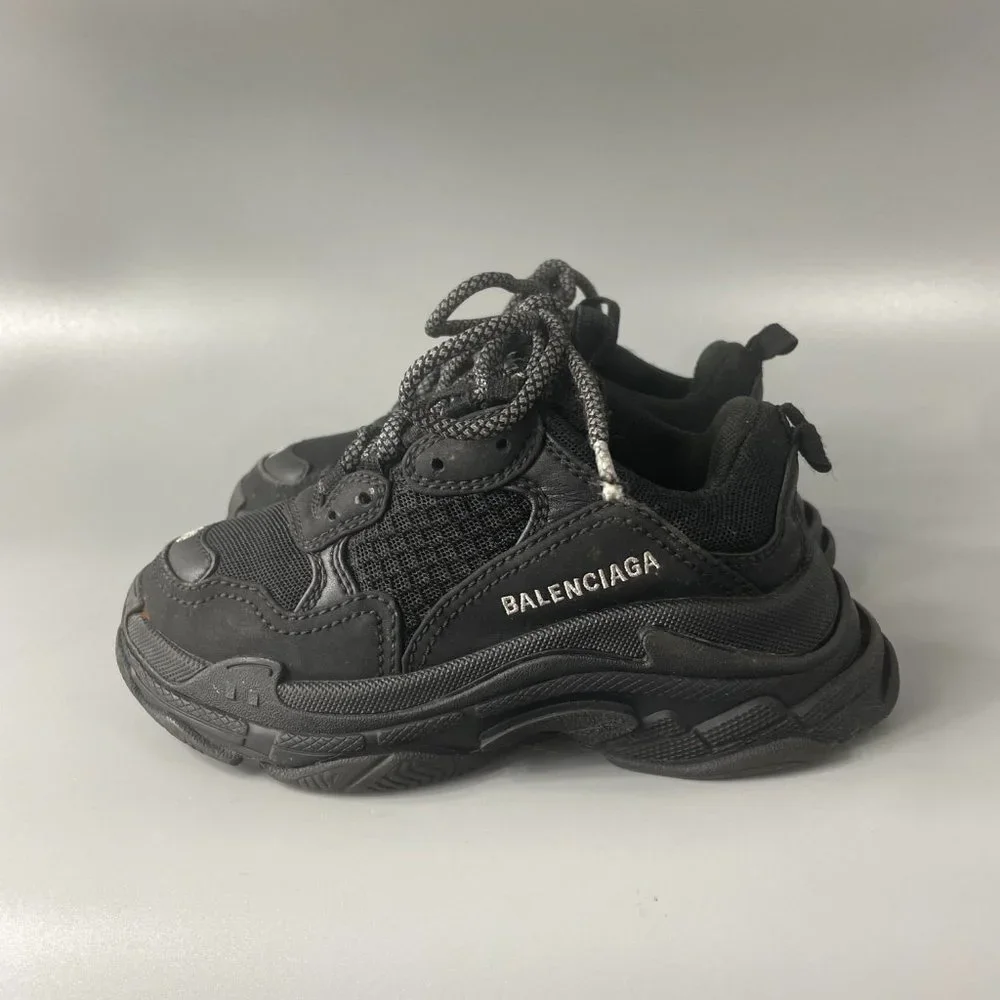 Balenciaga Triple S Kid's Black Polyurethane Wedge Trainer Sneakers, 29 - Picture 6 of 14
